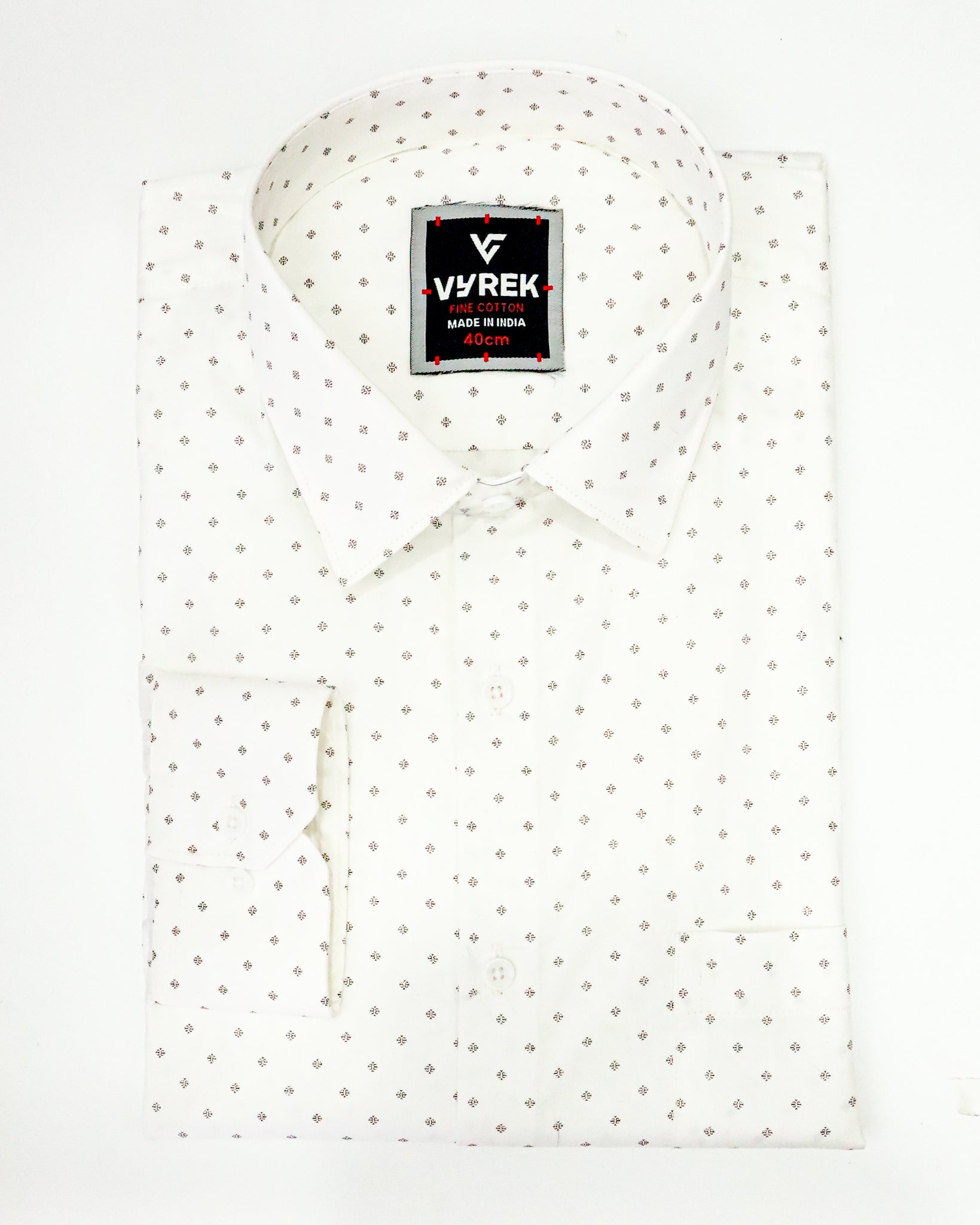 Men's Slim Fit White Printed Cotton Shirt