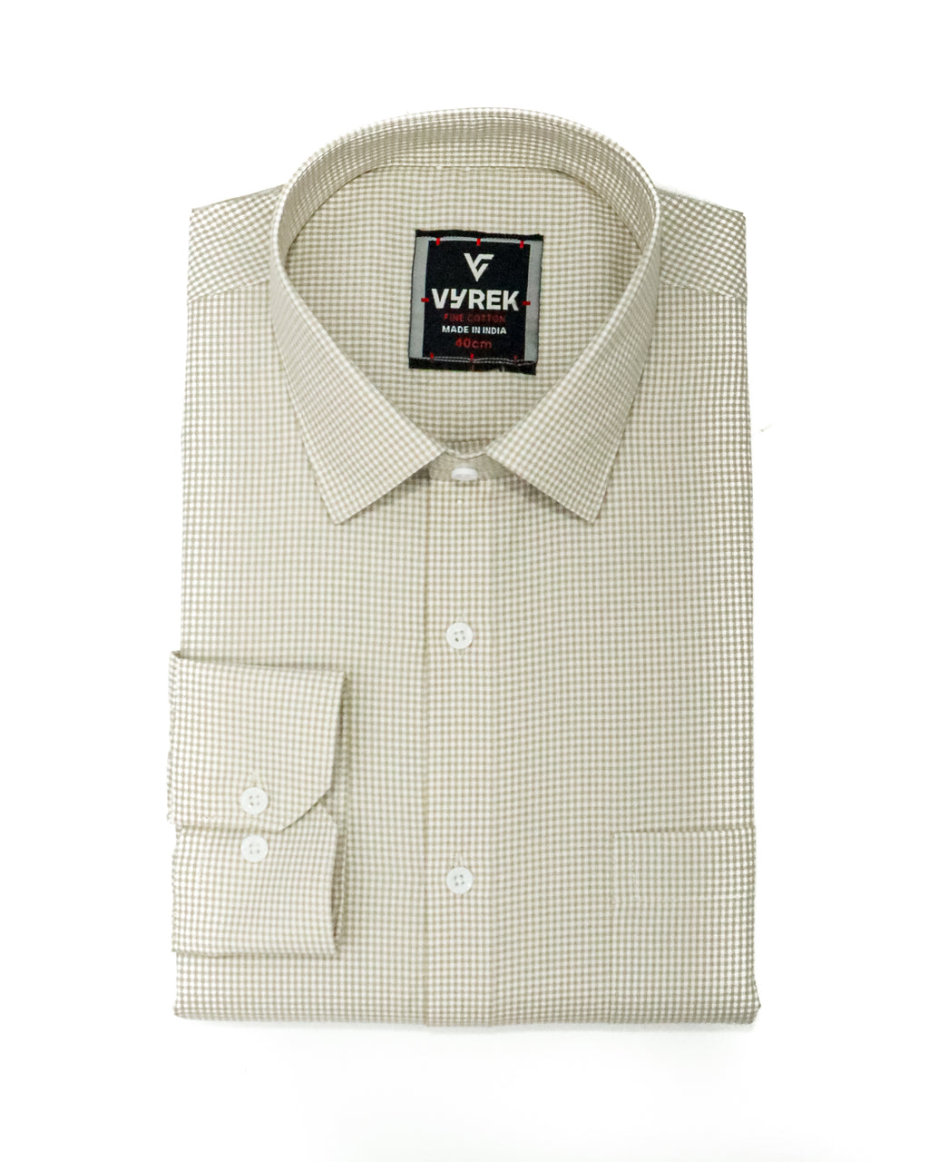 Men’s Beige Gingham Checks Pure Cotton Shirt