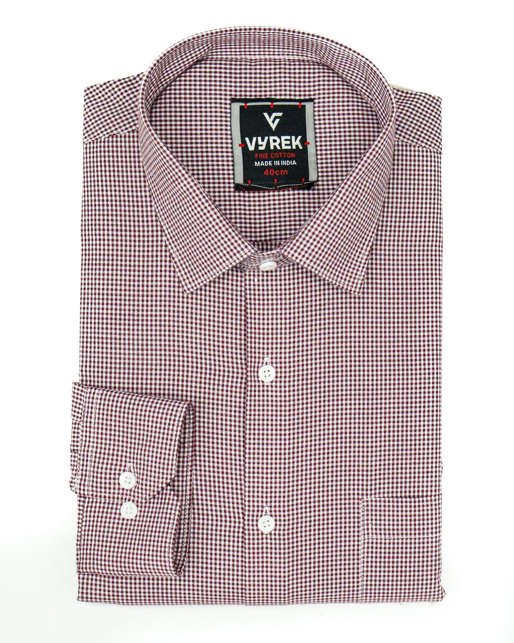 Men’s Classic Maroon Gingham Cotton Shirt