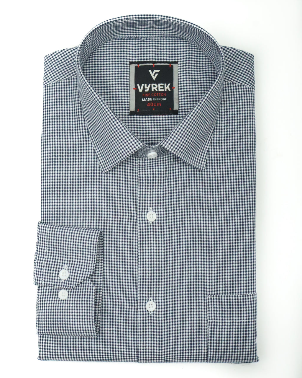 Men’s Classic Navy Blue Gingham Cotton Shirt
