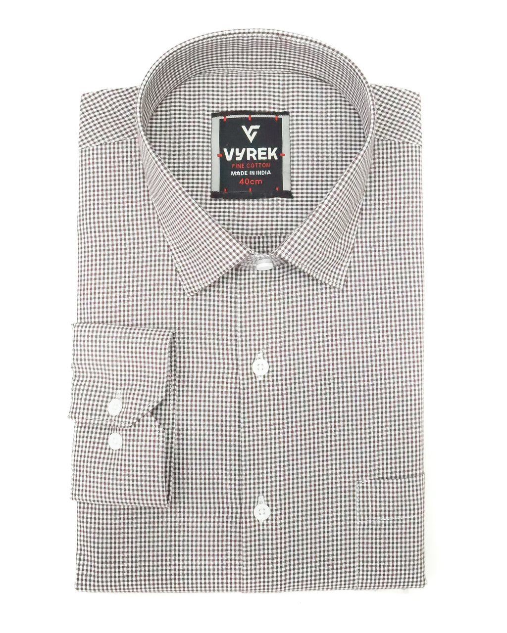 Men’s Classic Coffee Gingham Cotton Shirt