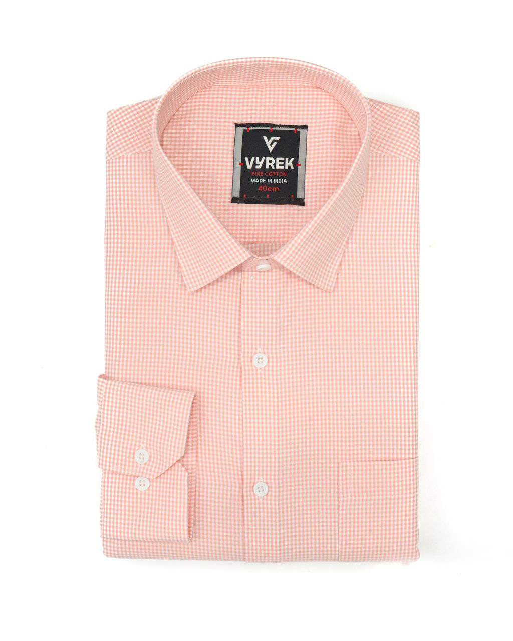 Men’s Classic Peach Gingham Cotton Shirt