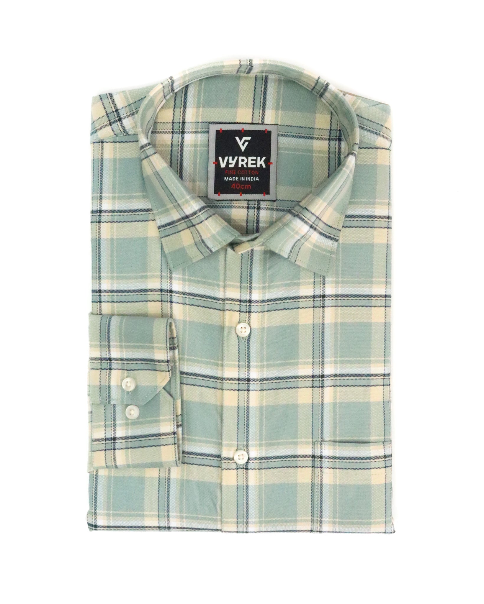 Men's Premium Slim Fit Green Checked Cotton Shirt