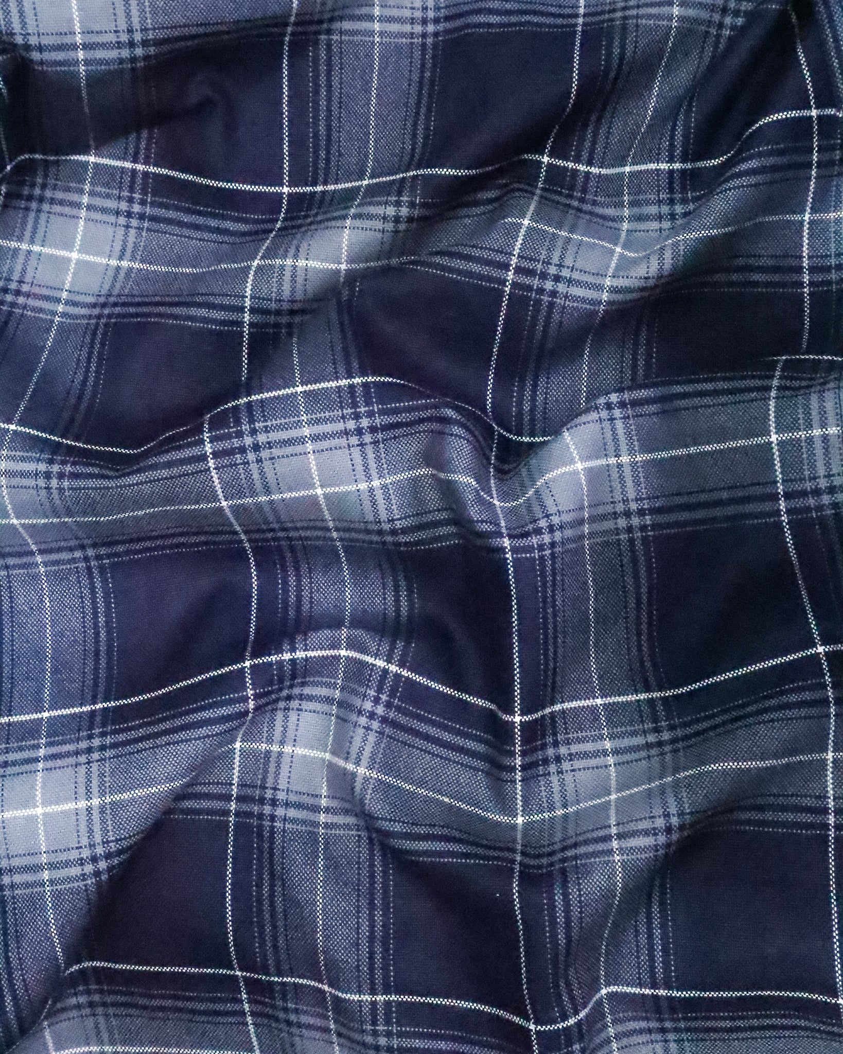 Men's Slim Fit Navy Blue Checked Cotton Shirt