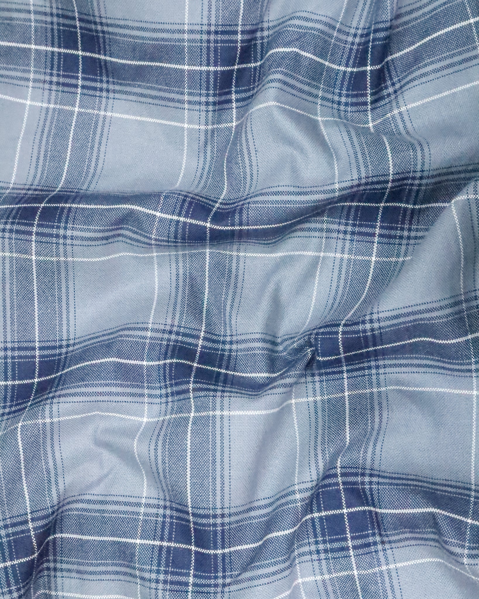 Men's Slim Fit Steel Blue Checked Cotton Shirt