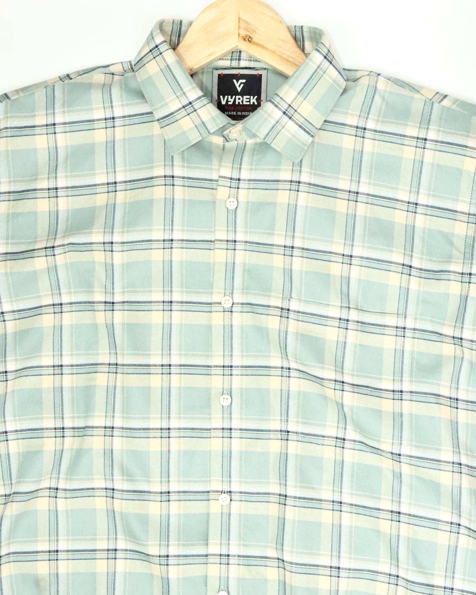 Men's Premium Slim Fit Green Checked Cotton Shirt