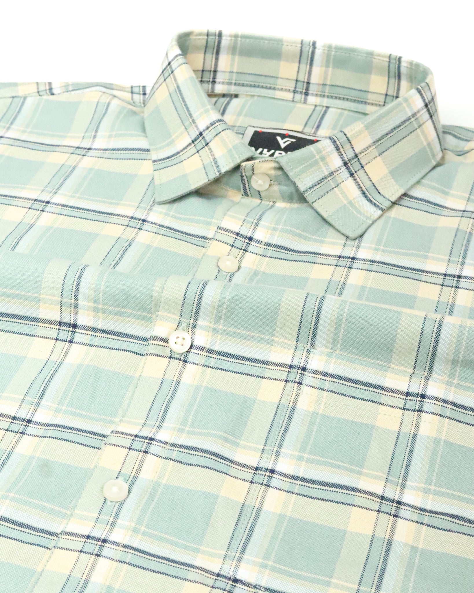 Men's Premium Slim Fit Green Checked Cotton Shirt