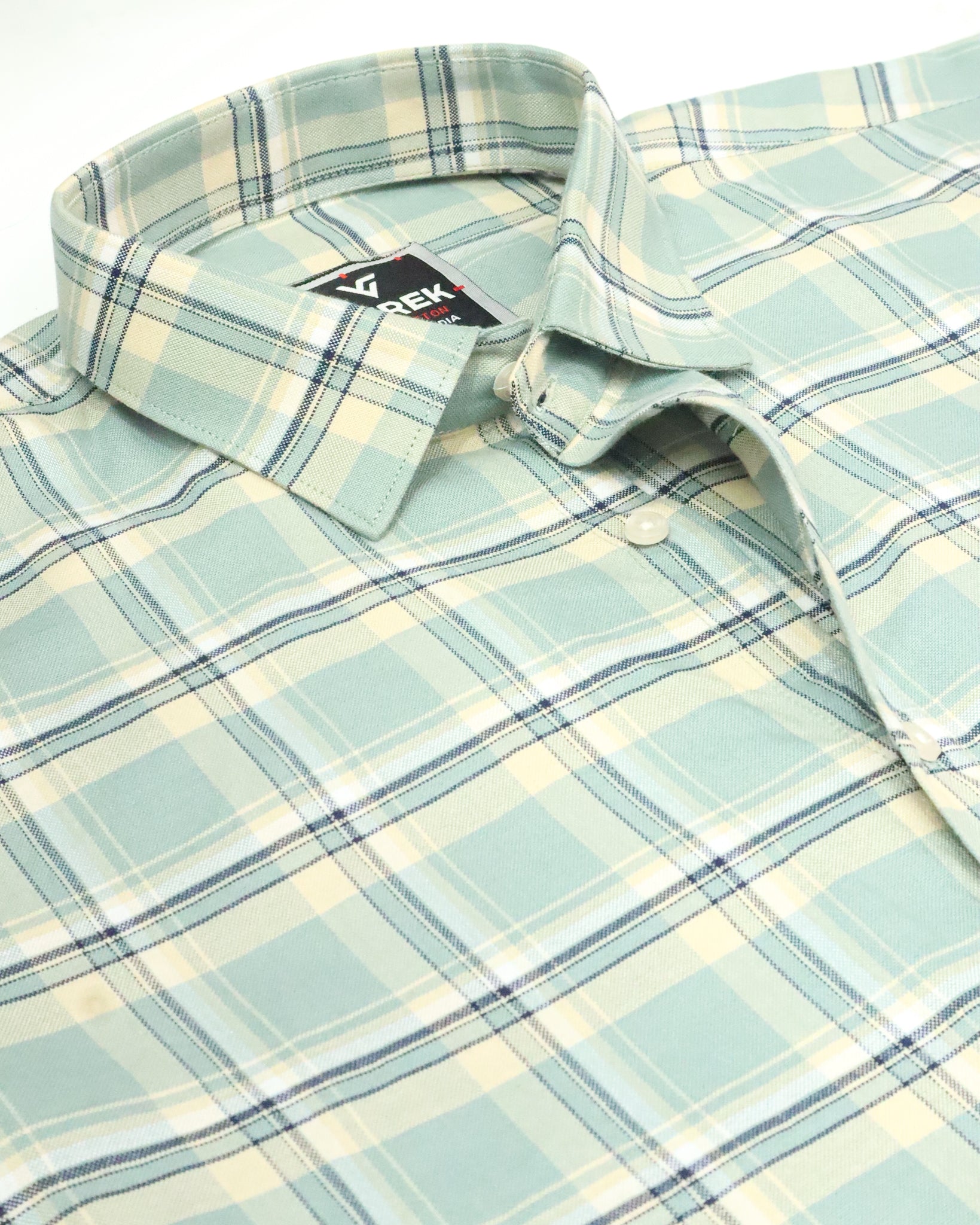 Men's Premium Slim Fit Green Checked Cotton Shirt