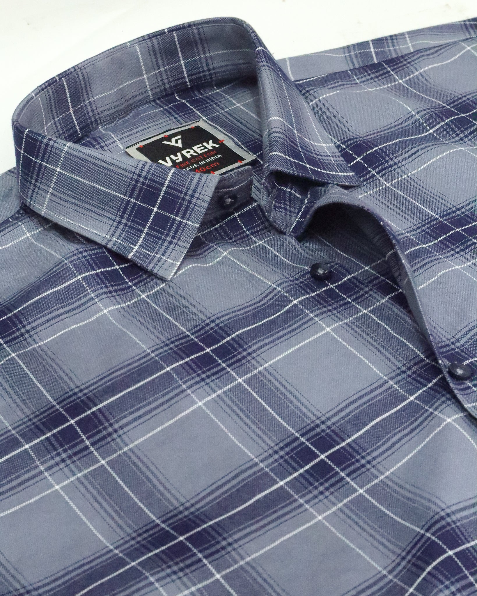 Men's Slim Fit Steel Blue Checked Cotton Shirt