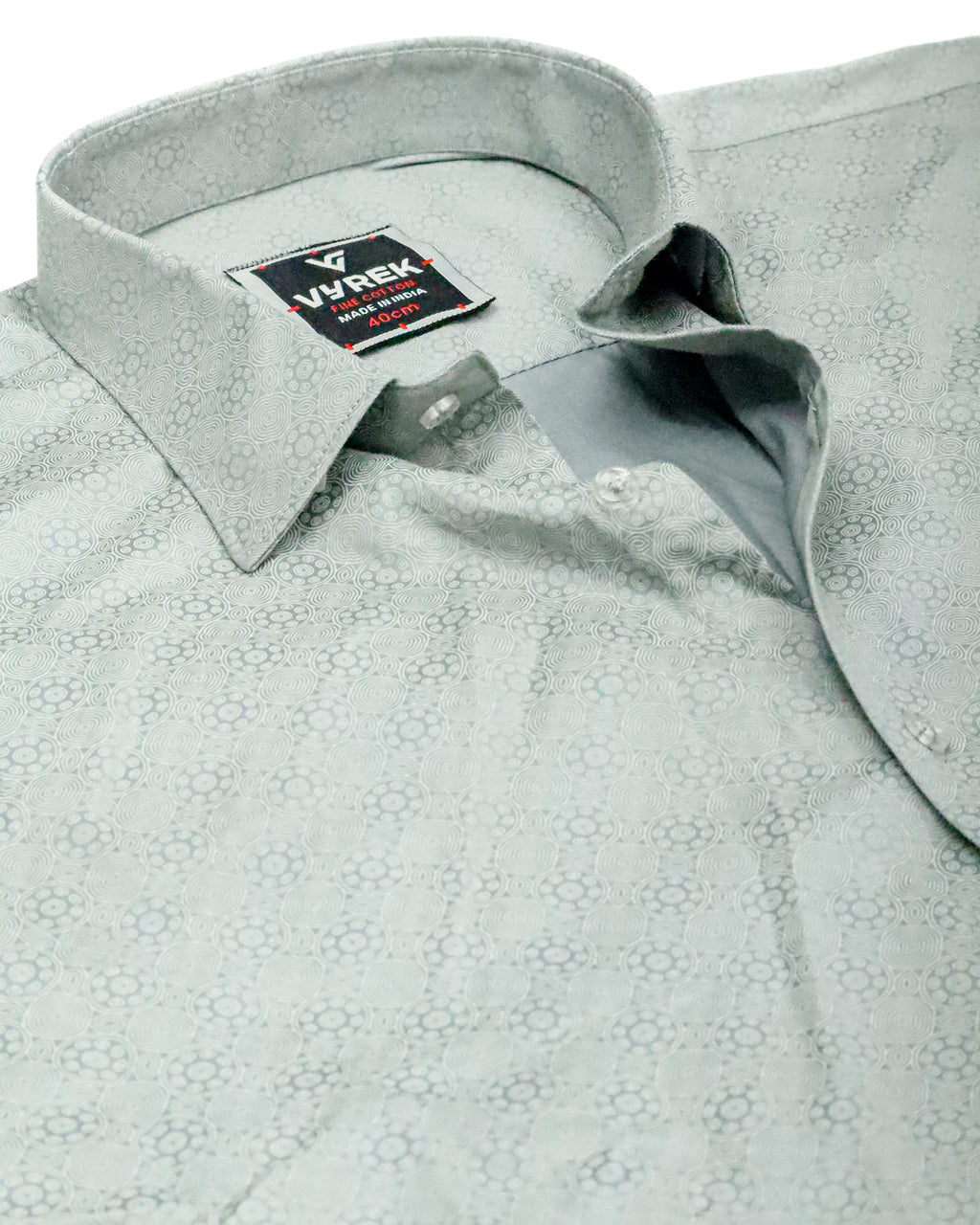 Men's Slim Fit Light Green Printed Cotton Shirt