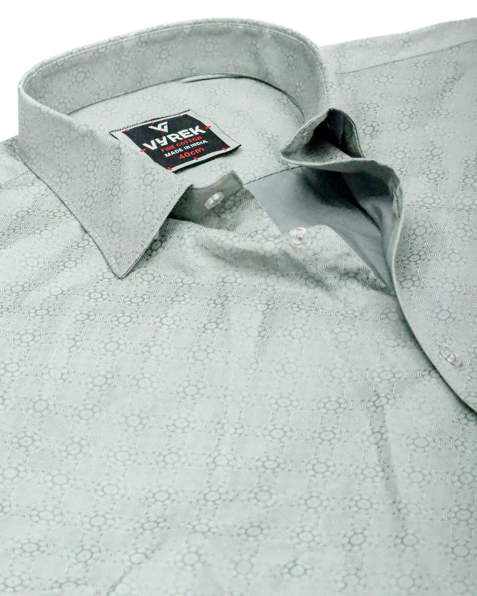 Men's Slim Fit Light Green Printed Cotton Shirt