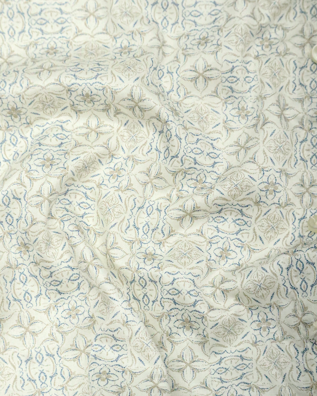 Men's Slim Fit Cream Printed Cotton Shirt