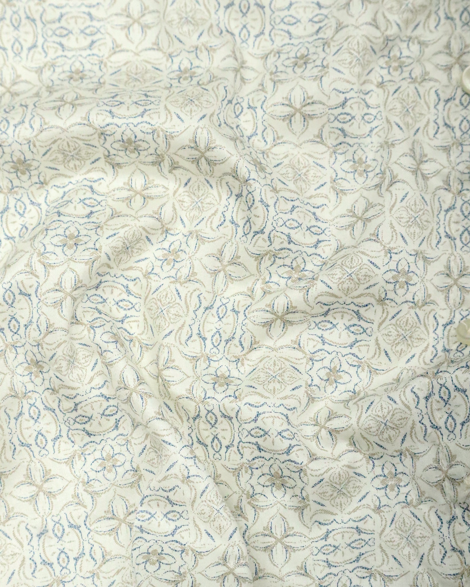 Men's Slim Fit Cream Printed Cotton Shirt