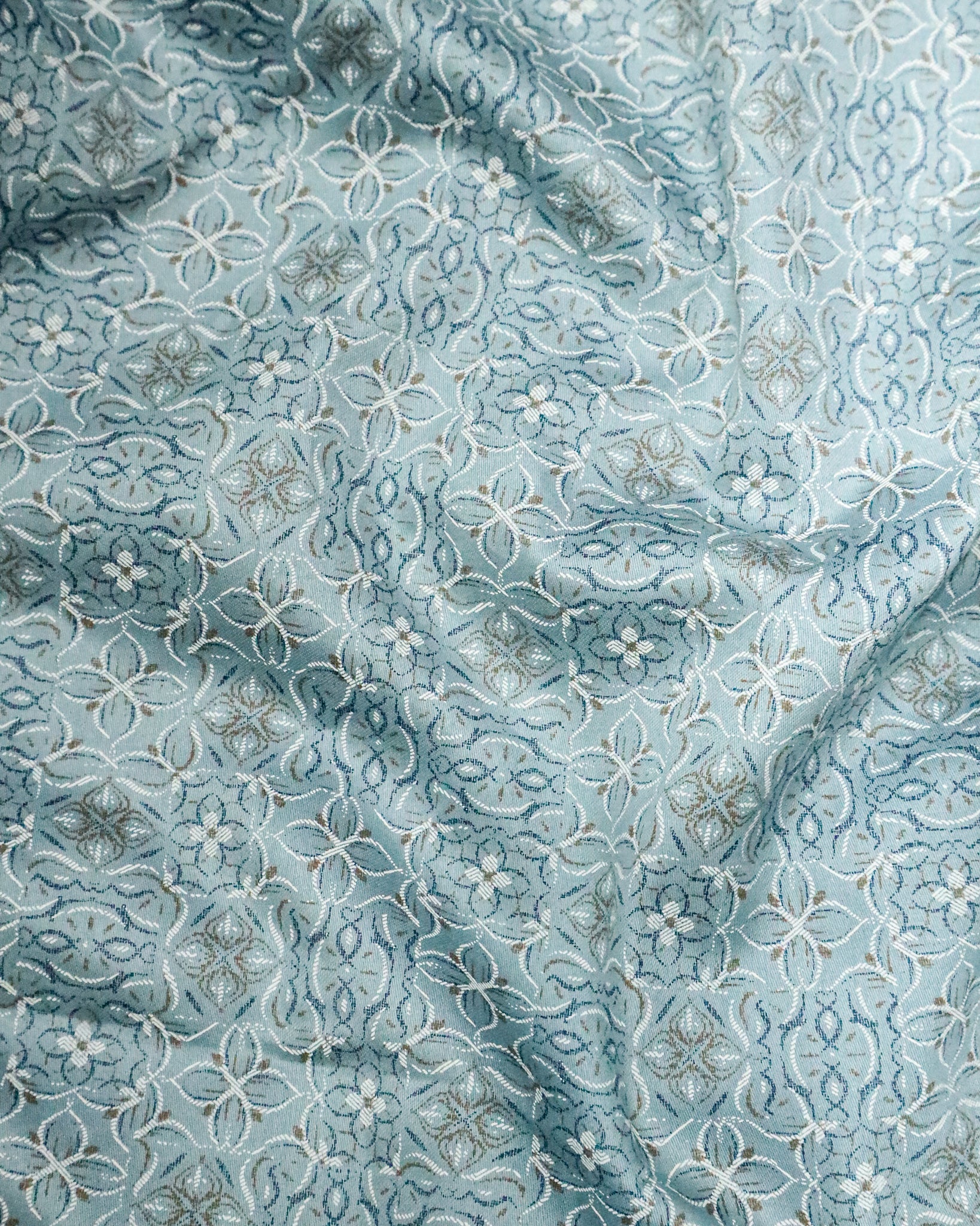 Men's Slim Fit Light Blue Printed Cotton Shirt