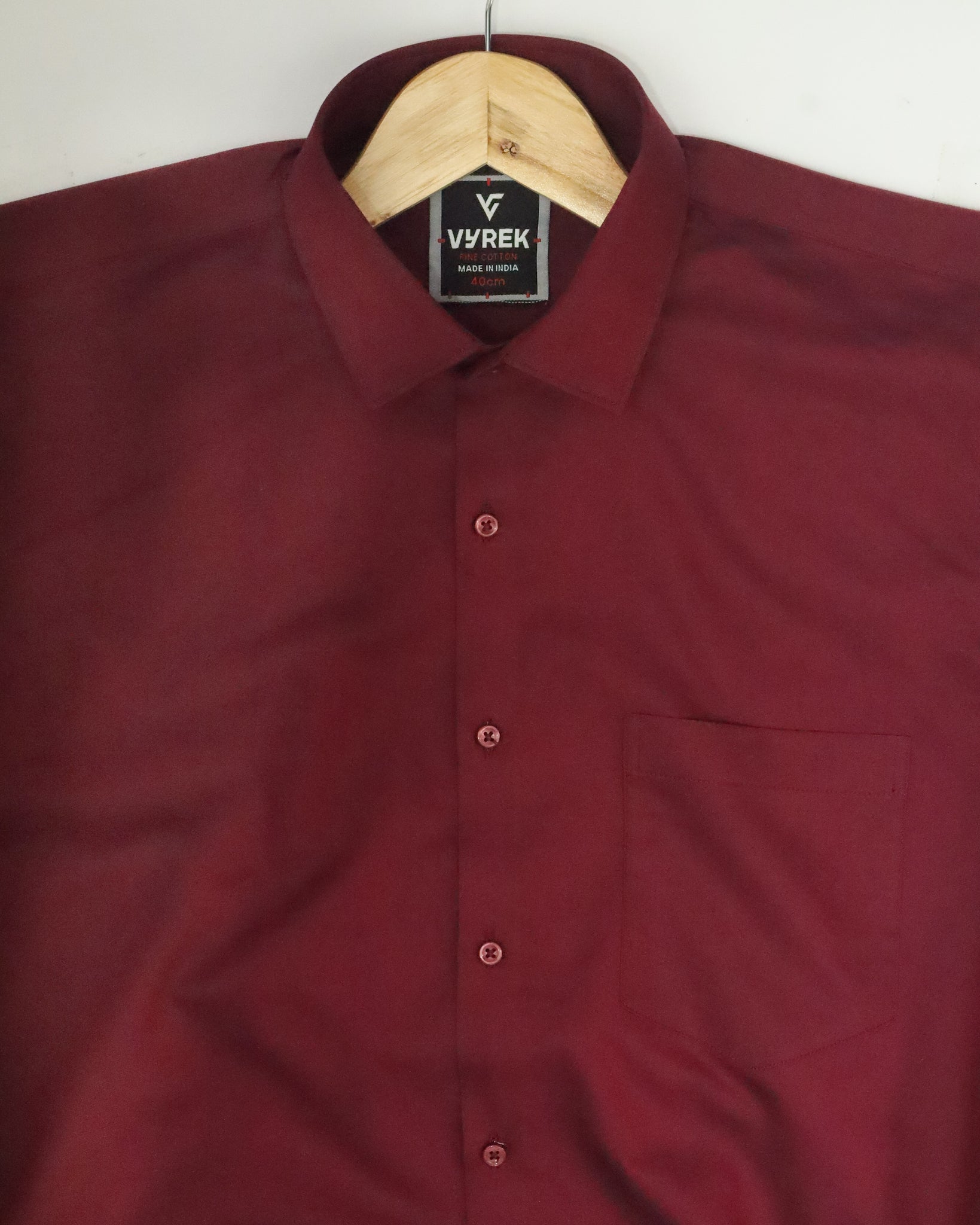 Men's Slim Fit Maroon Solid Cotton Shirt
