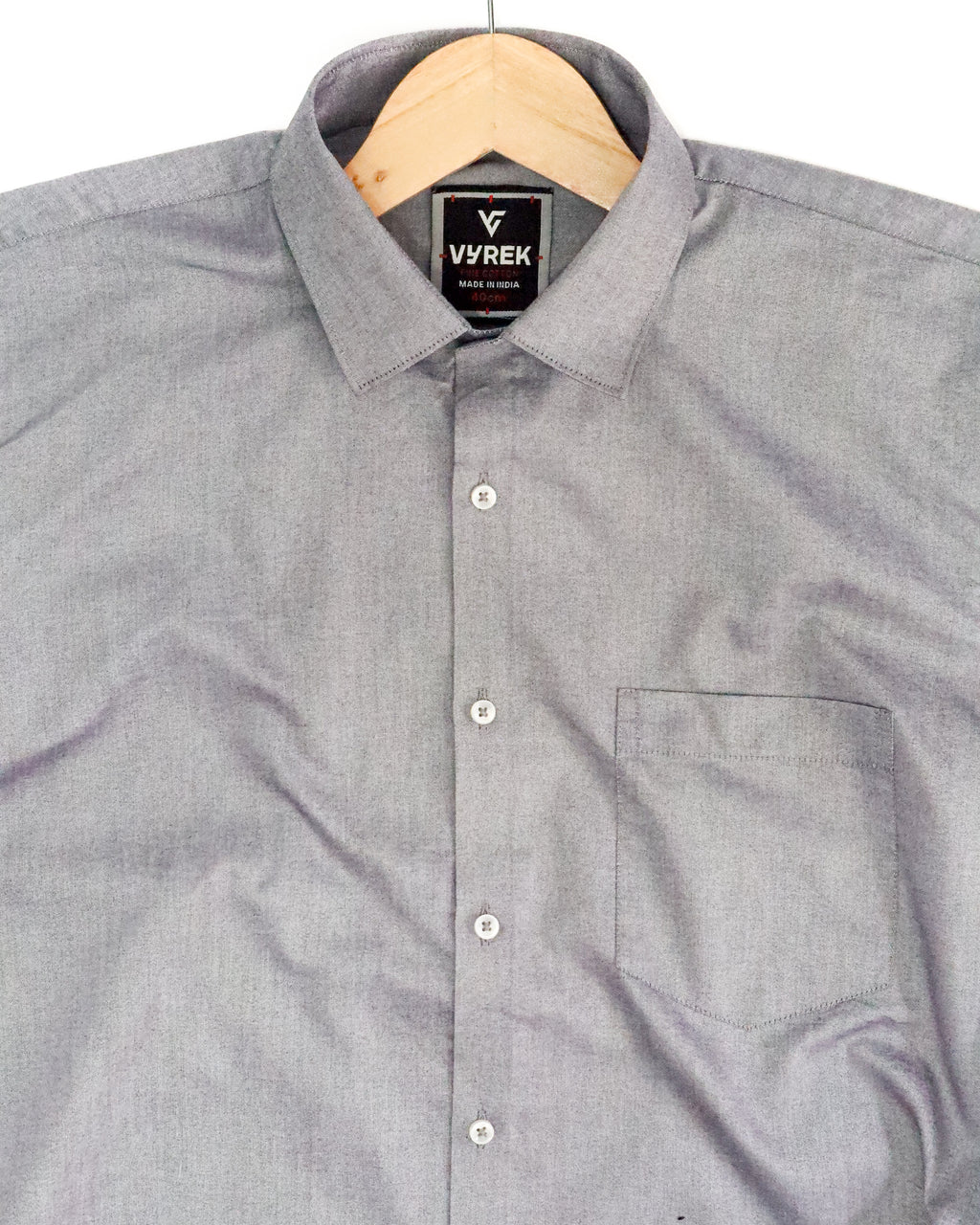 Men's Slim Fit Grey Solid Cotton Shirt