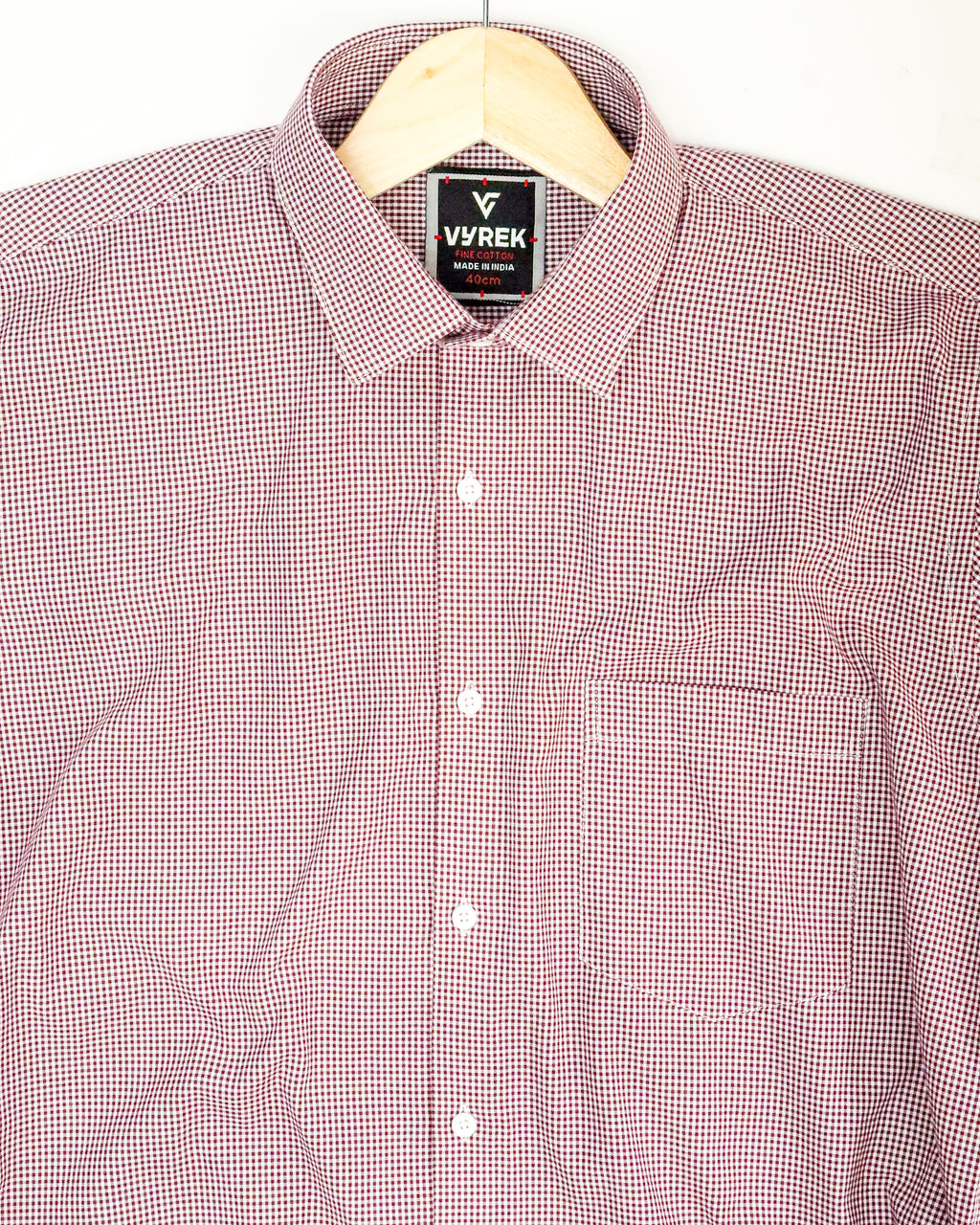 Men’s Classic Maroon Gingham Cotton Shirt