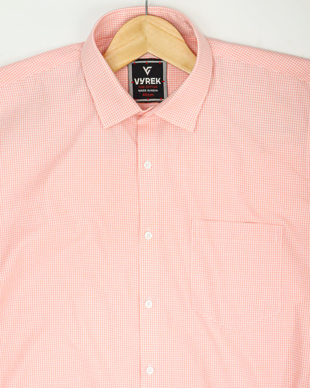Men’s Classic Peach Gingham Cotton Shirt