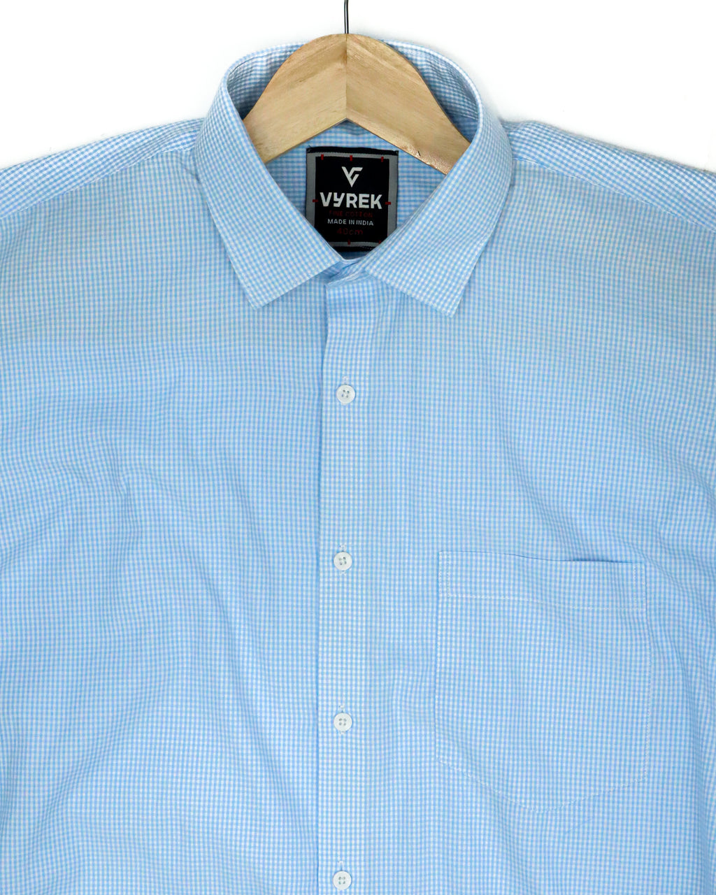 Men’s Classic Blue Gingham Cotton Shirt