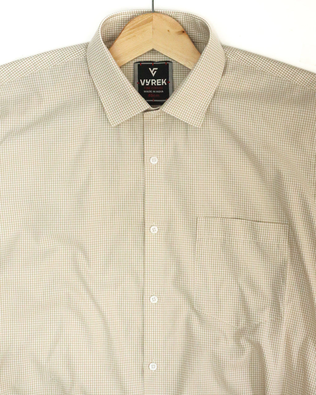 Men’s Beige Gingham Checks Pure Cotton Shirt