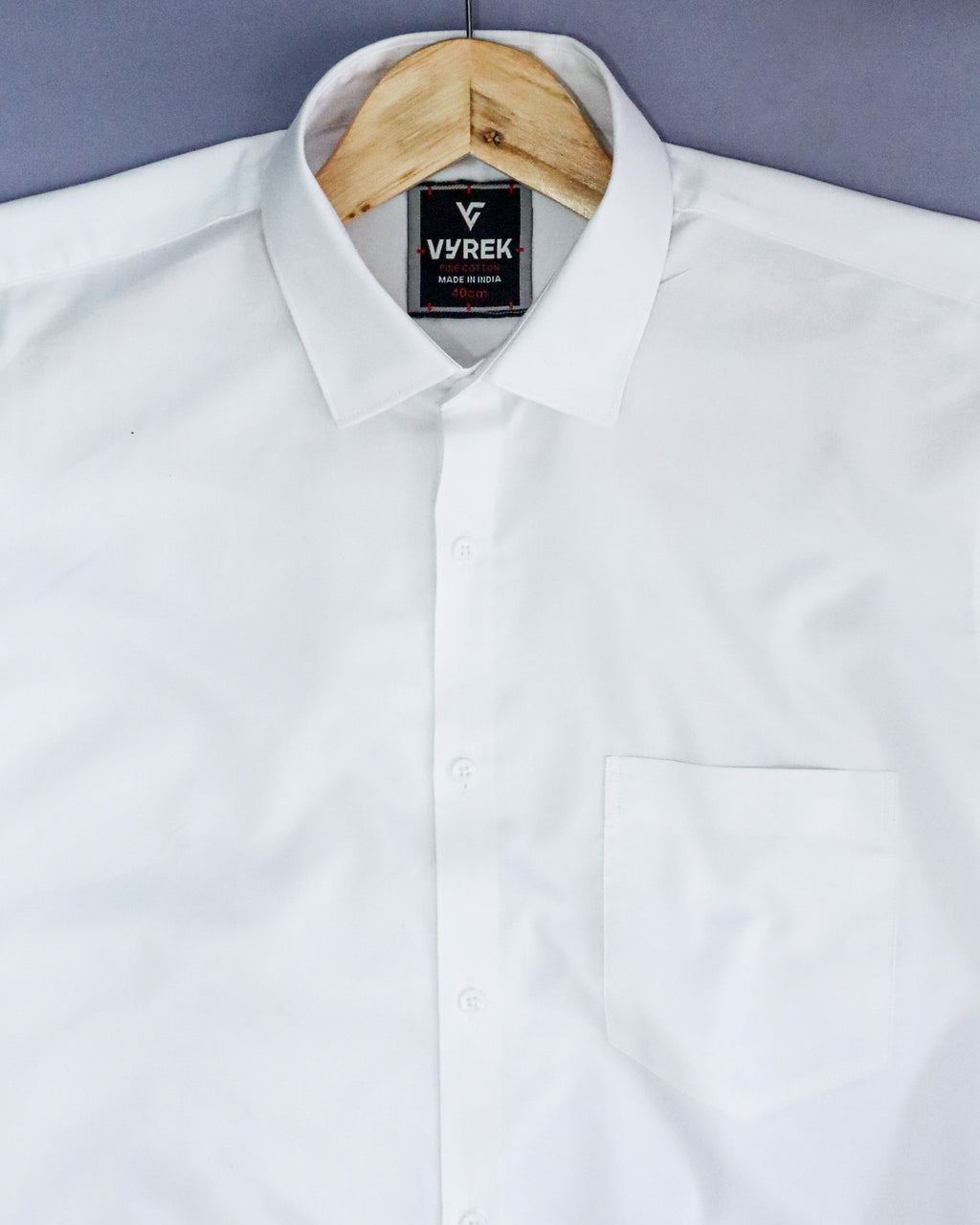 Men's Slim Fit White Solid Cotton Shirt