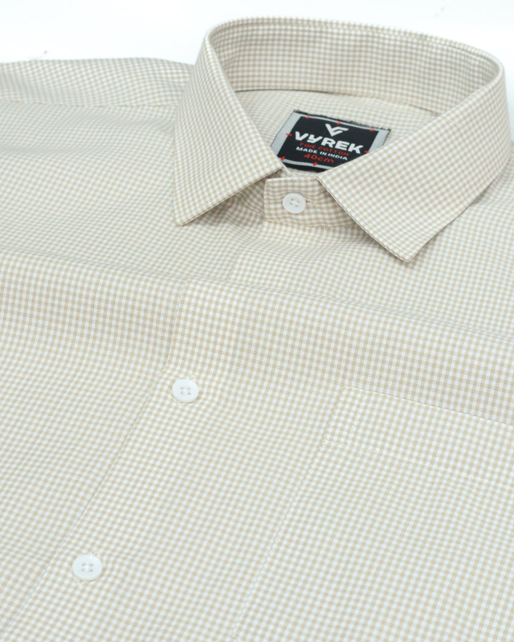 Men’s Beige Gingham Checks Pure Cotton Shirt