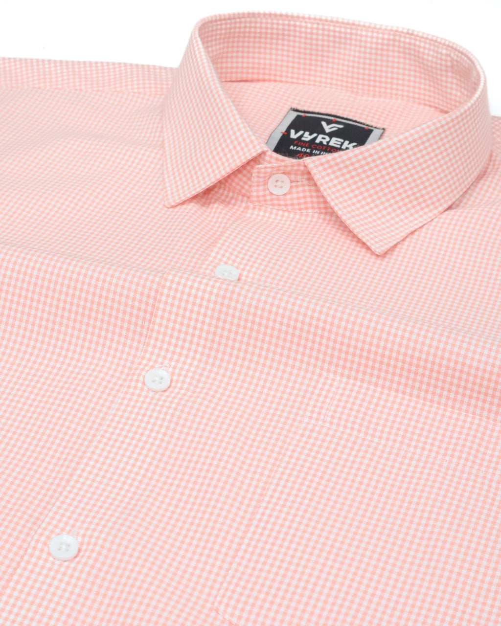 Men’s Classic Peach Gingham Cotton Shirt