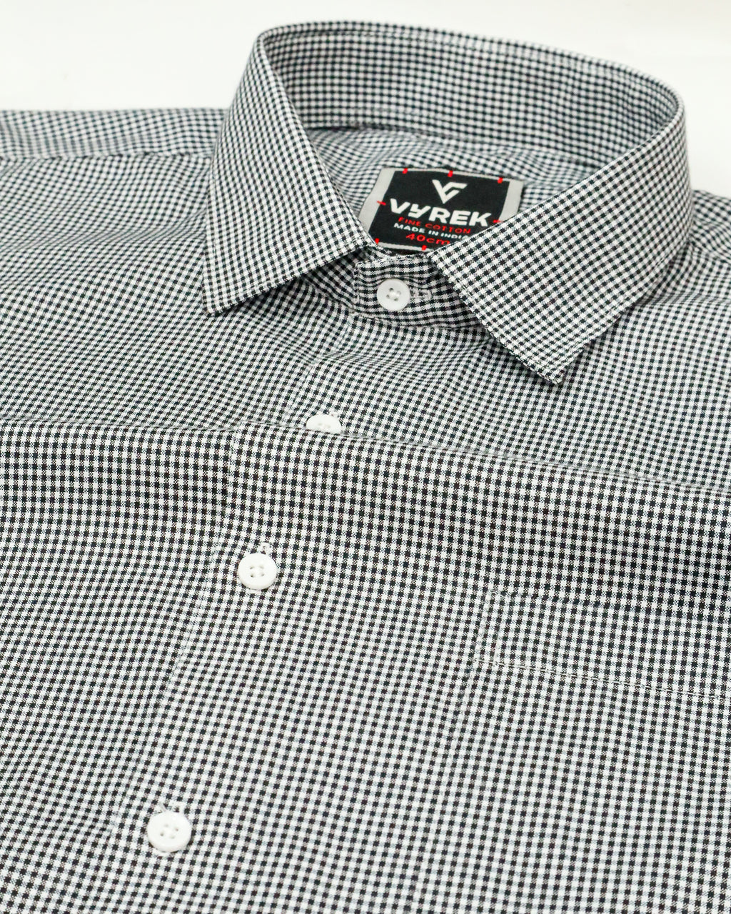 Men’s Classic Black Gingham Cotton Shirt