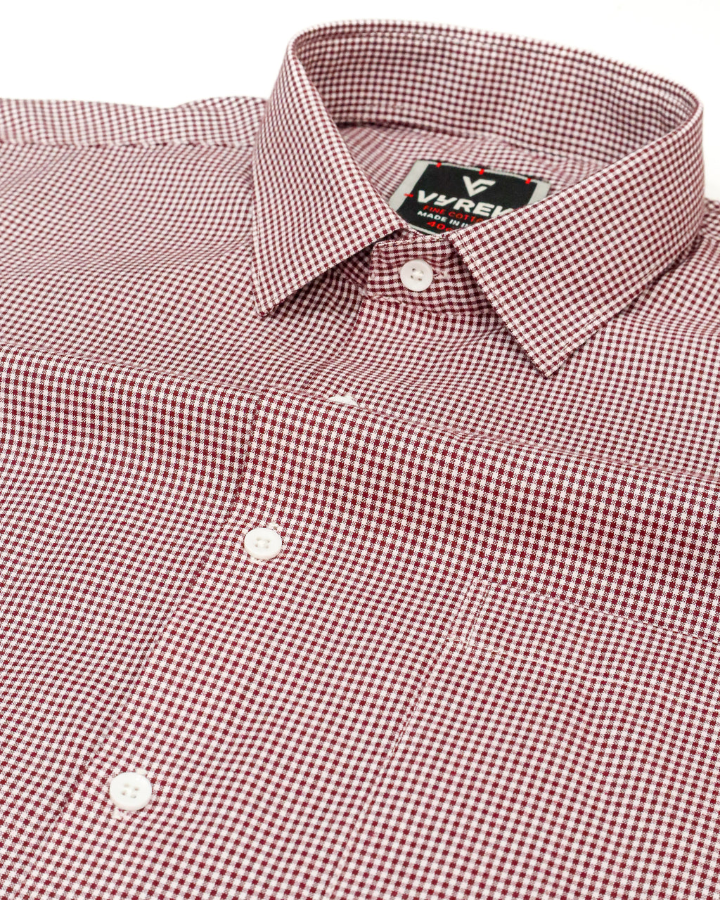 Men’s Classic Maroon Gingham Cotton Shirt