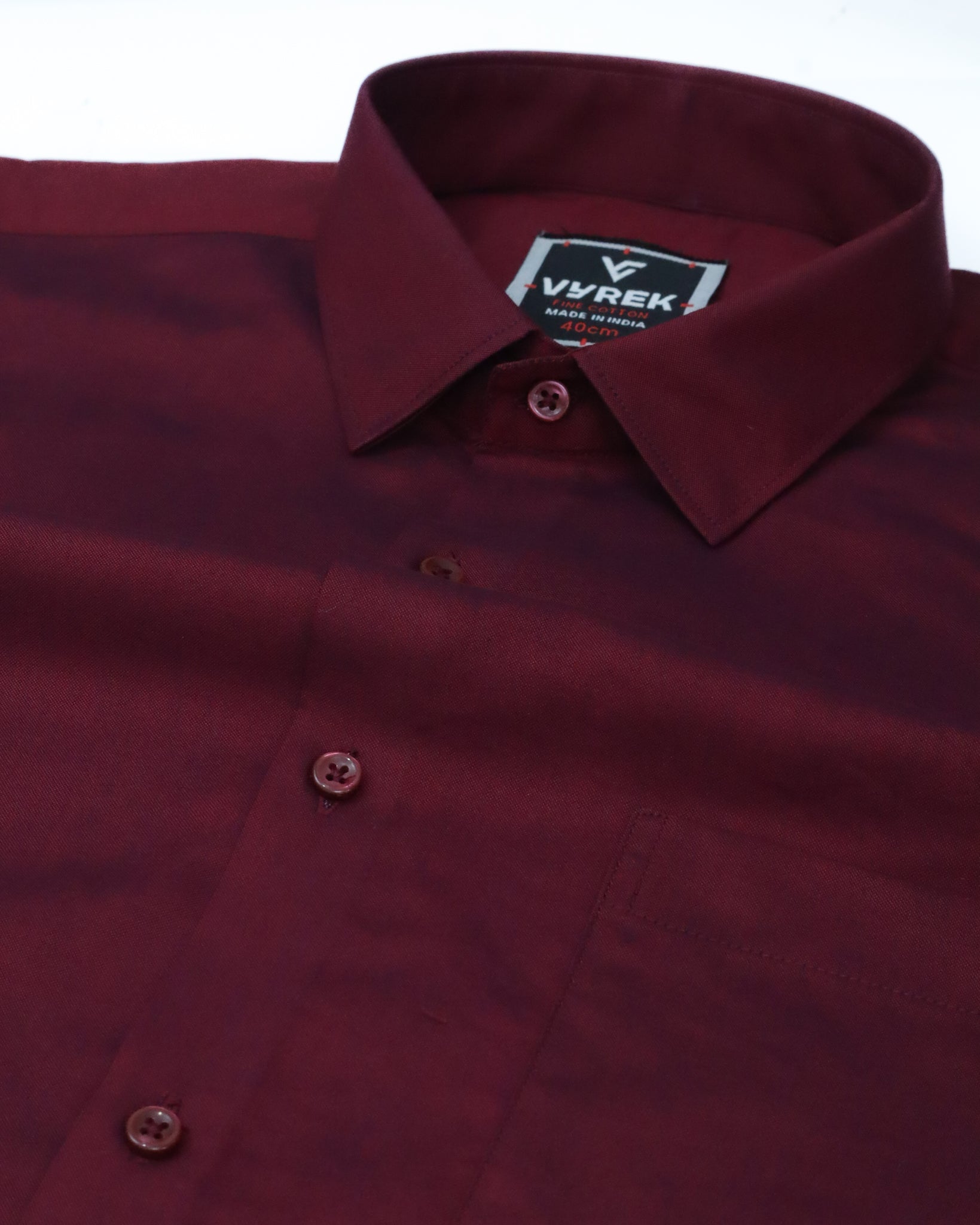 Men's Slim Fit Maroon Solid Cotton Shirt