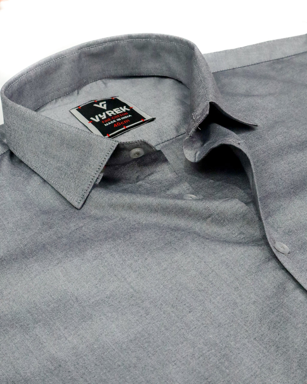 Men's Slim Fit Grey Solid Cotton Shirt