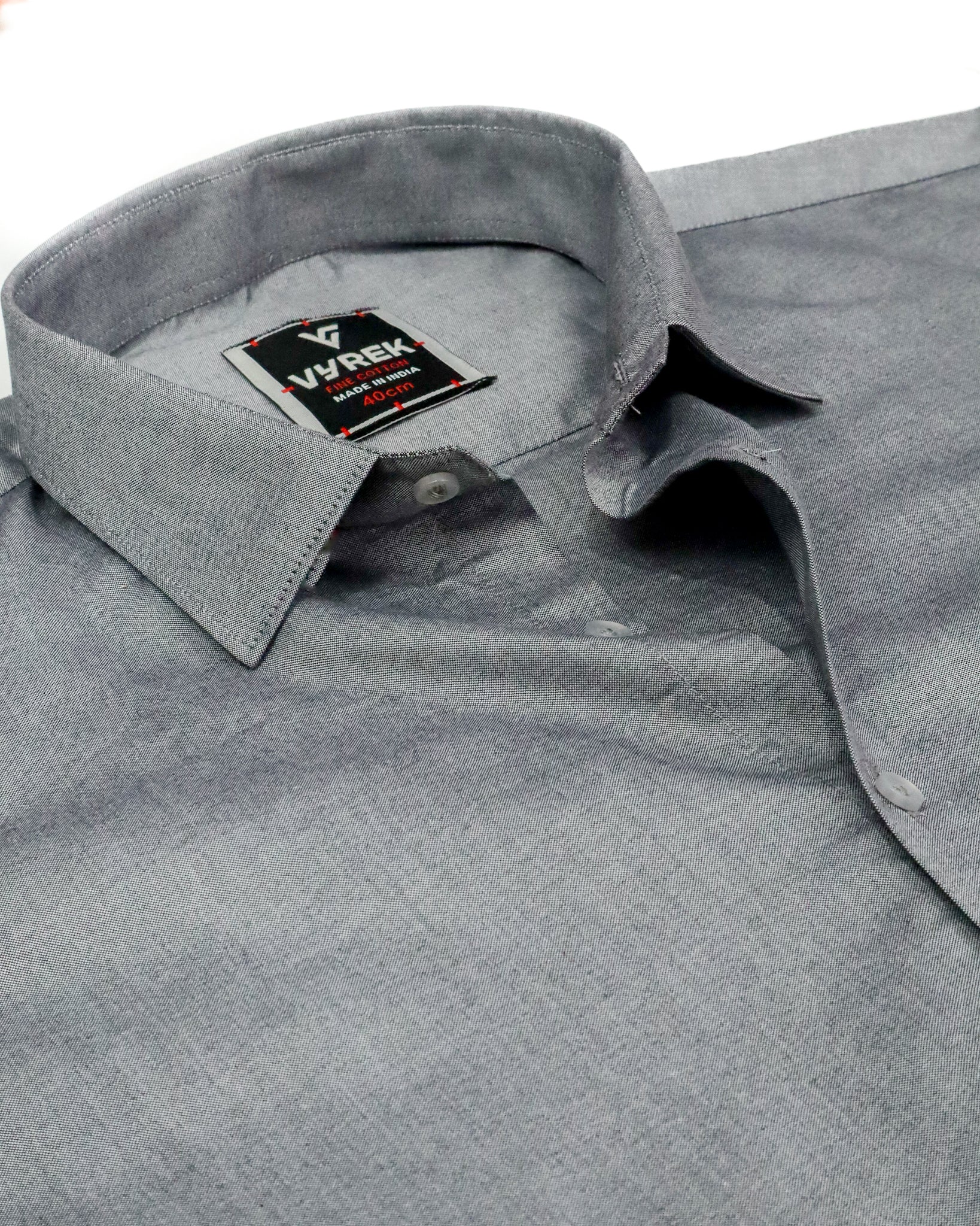 Men's Slim Fit Grey Solid Cotton Shirt