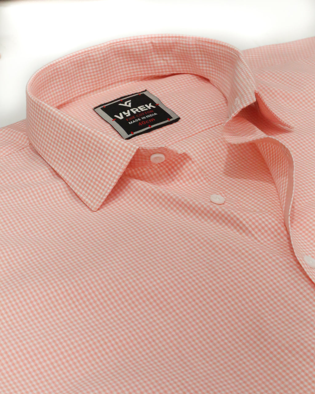 Men’s Classic Peach Gingham Cotton Shirt