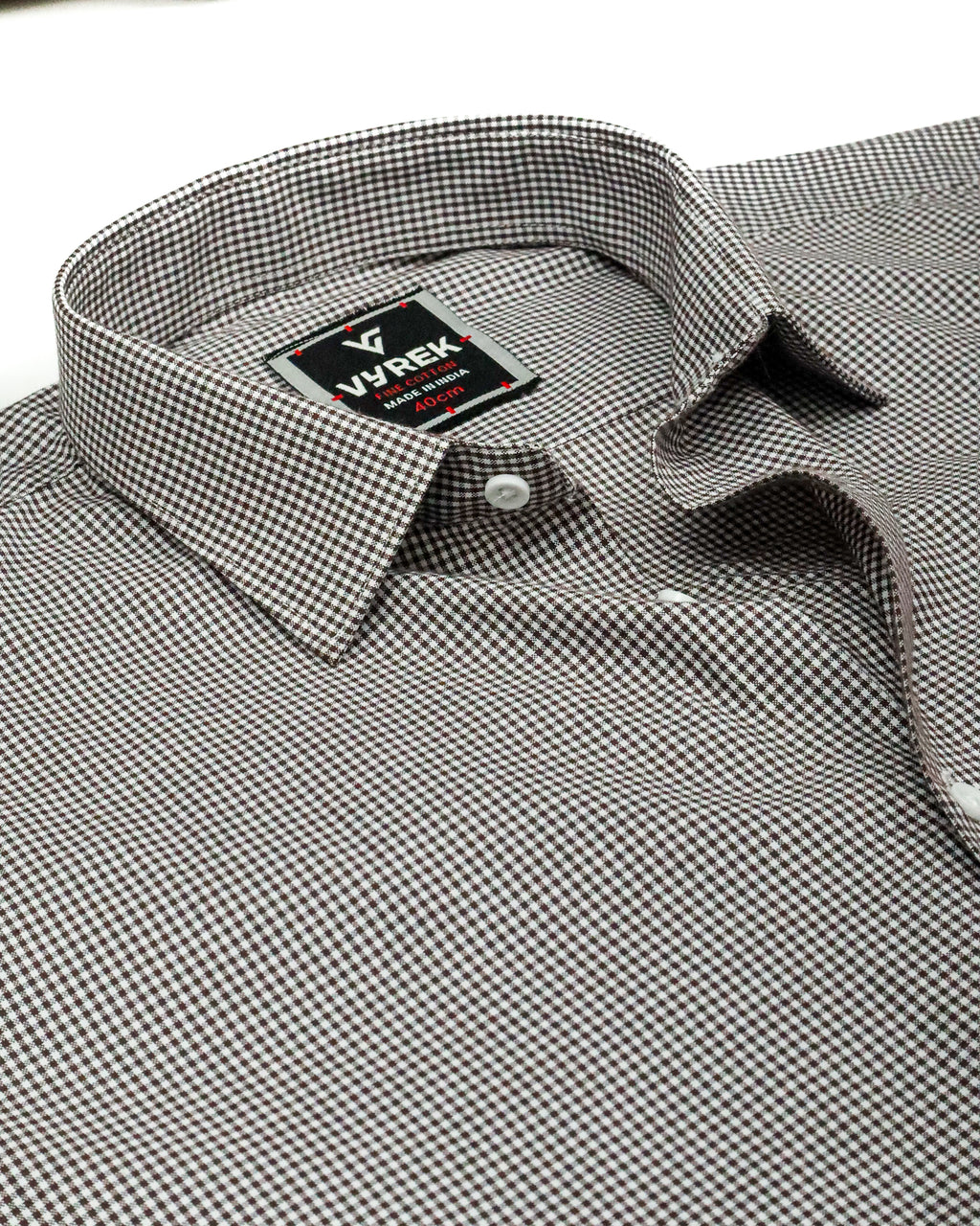 Men’s Classic Coffee Gingham Cotton Shirt