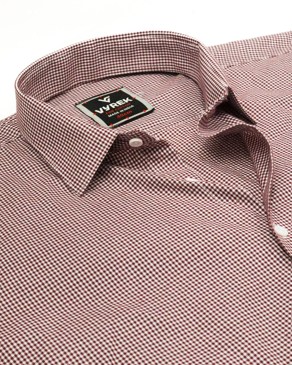 Men’s Classic Maroon Gingham Cotton Shirt