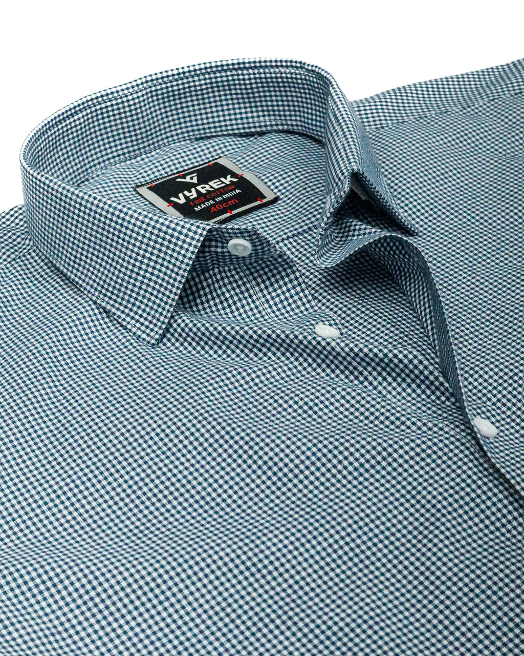 Men’s Classic Navy Blue Gingham Cotton Shirt