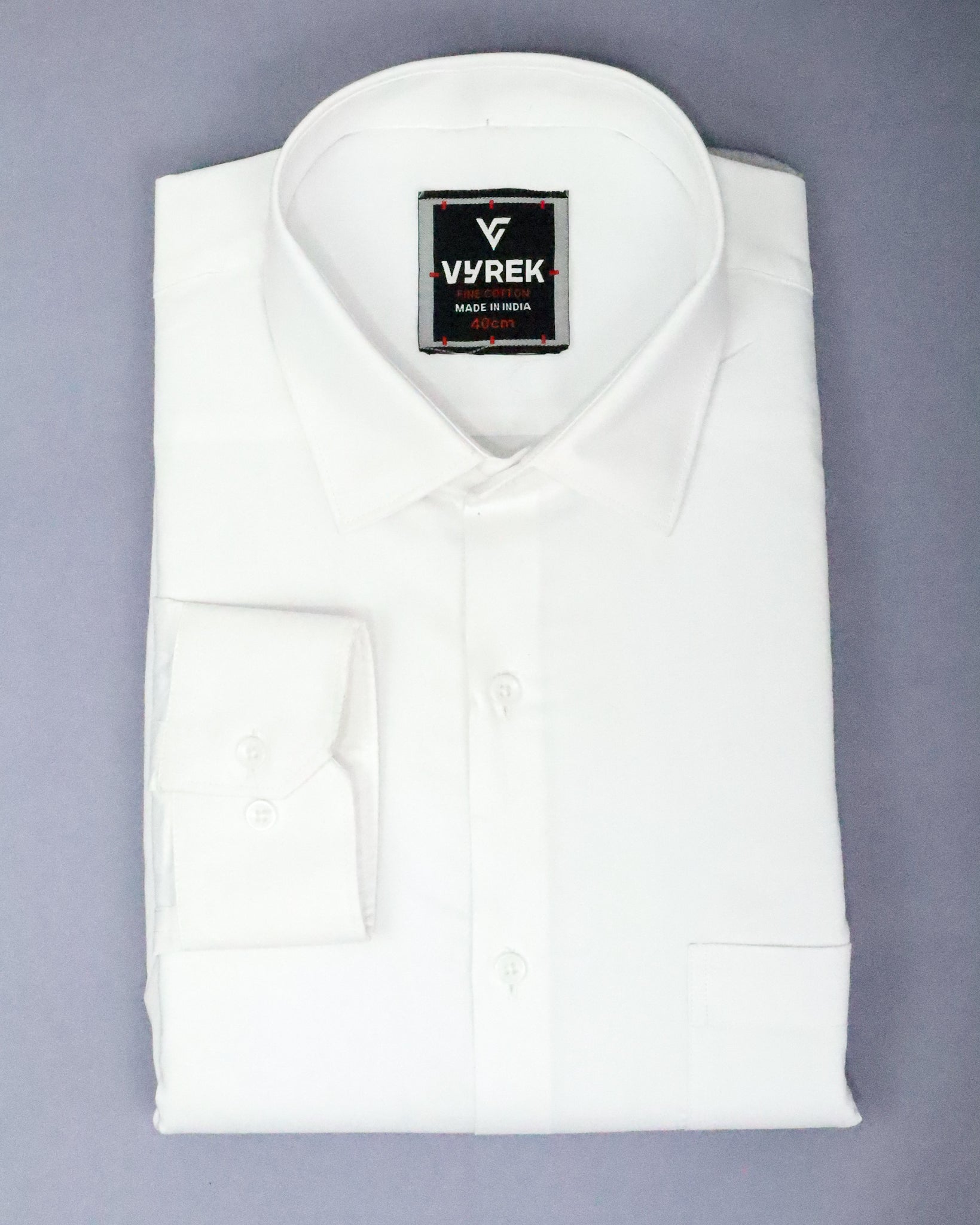 Men's Slim Fit White Solid Cotton Shirt