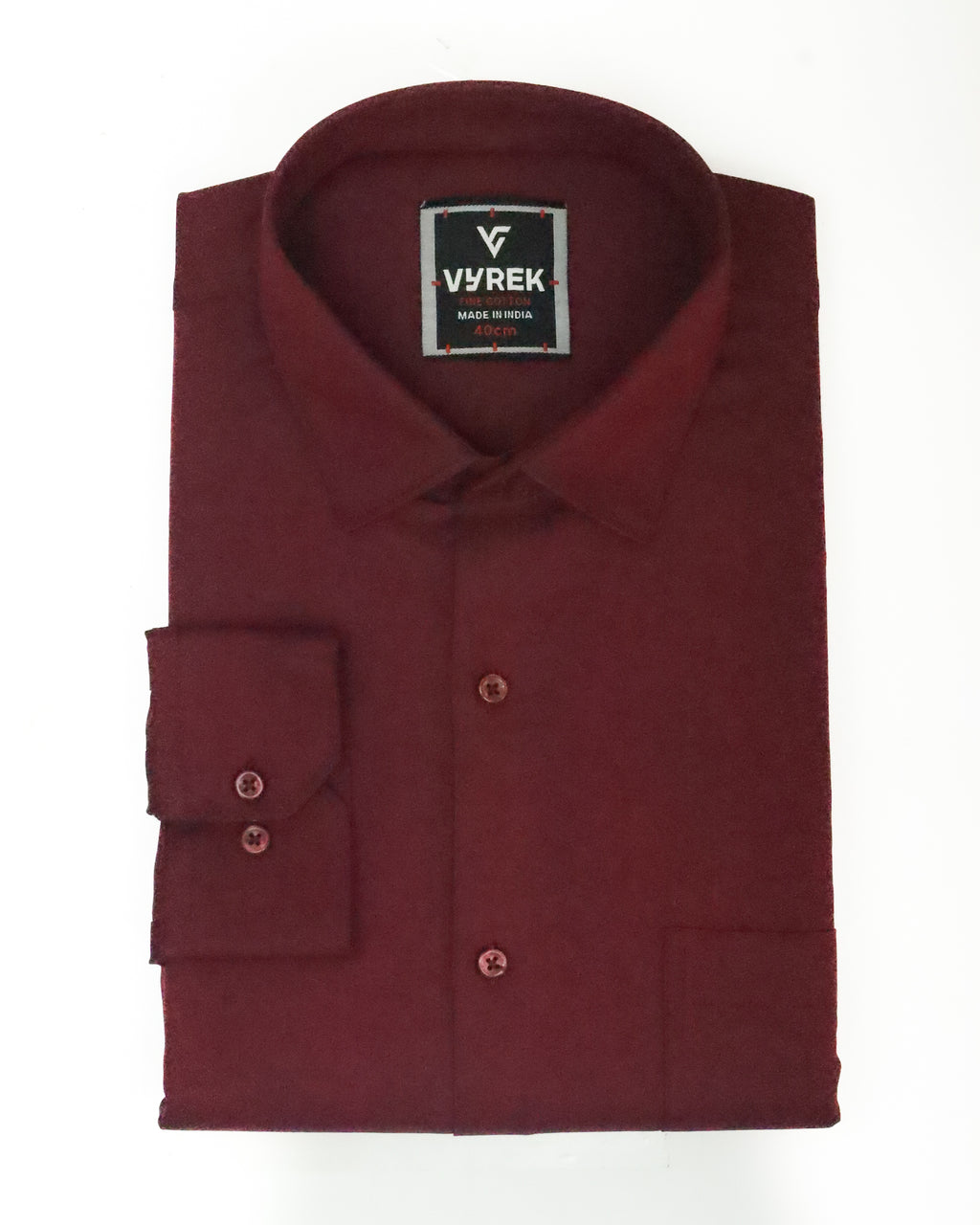 Men's Slim Fit Maroon Solid Cotton Shirt