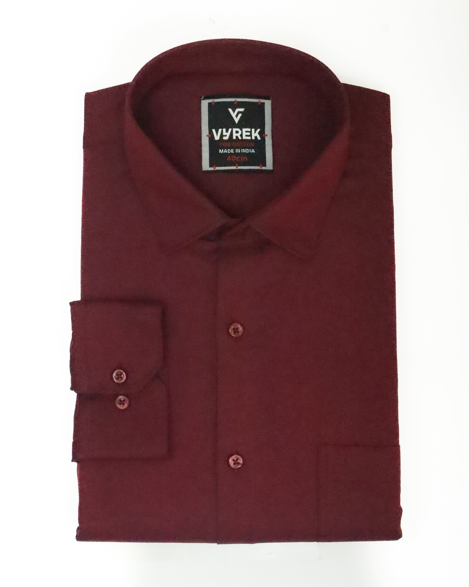Men's Slim Fit Maroon Solid Cotton Shirt