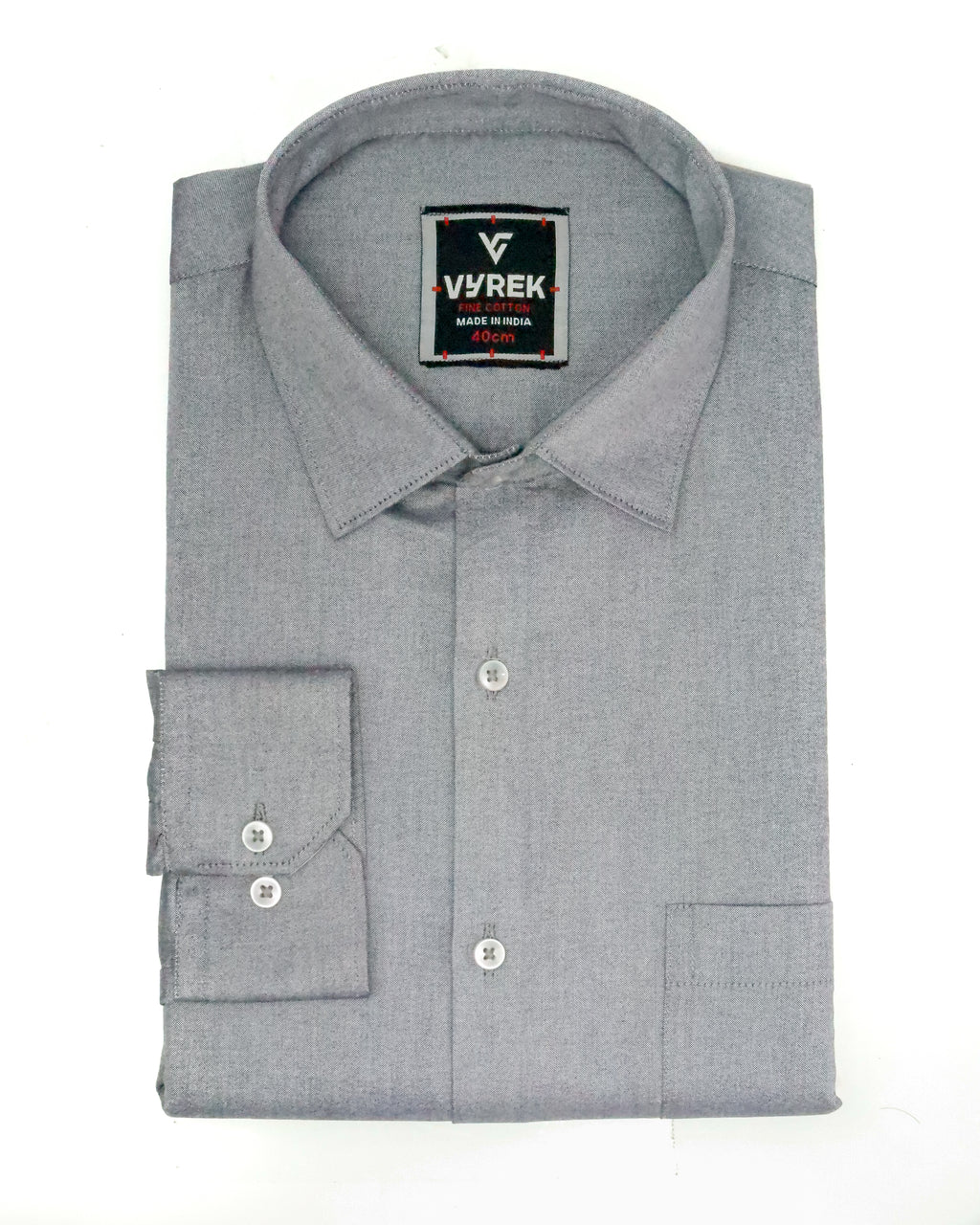 Men's Slim Fit Grey Solid Cotton Shirt