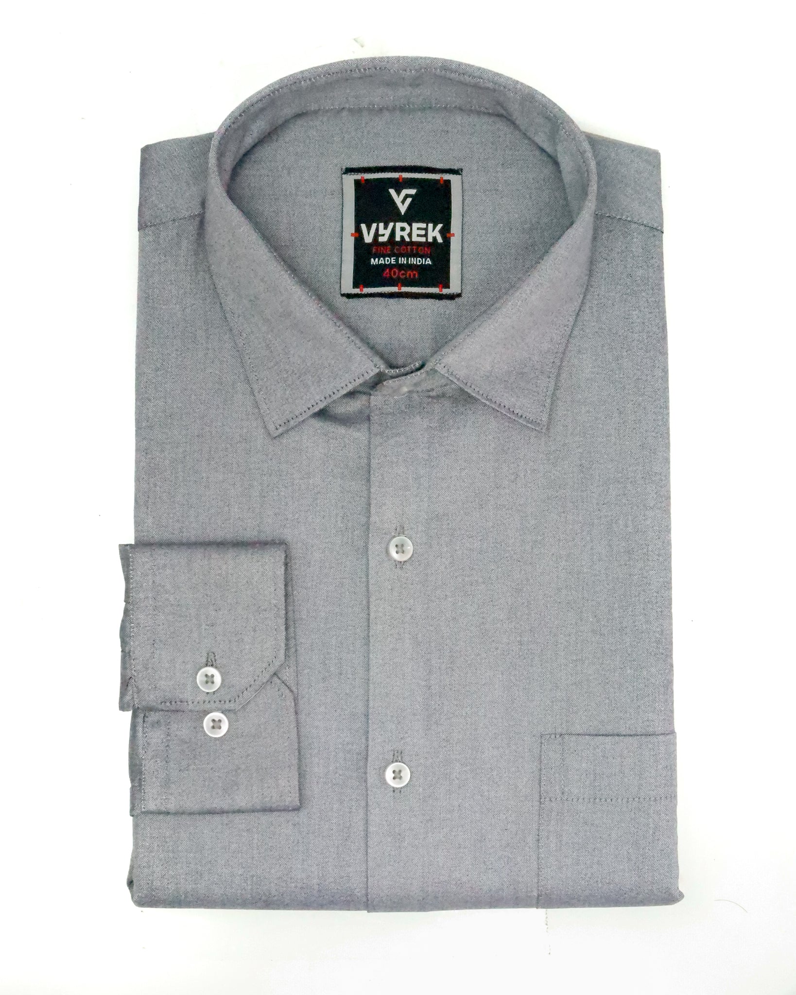 Men's Slim Fit Grey Solid Cotton Shirt