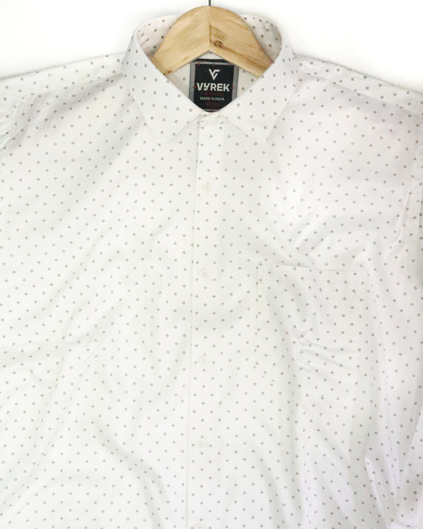 Men's Slim Fit White Printed Cotton Shirt