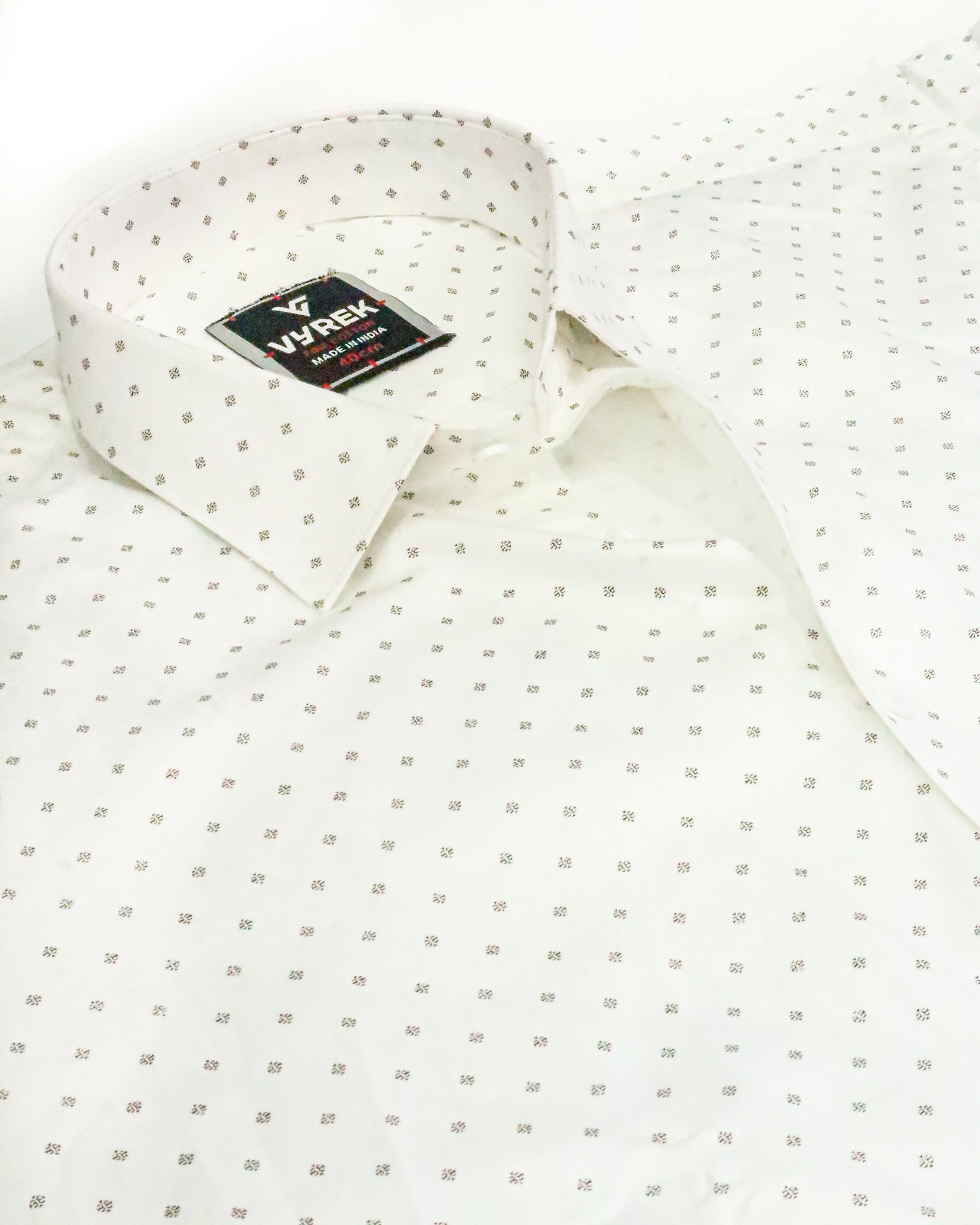 Men's Slim Fit White Printed Cotton Shirt