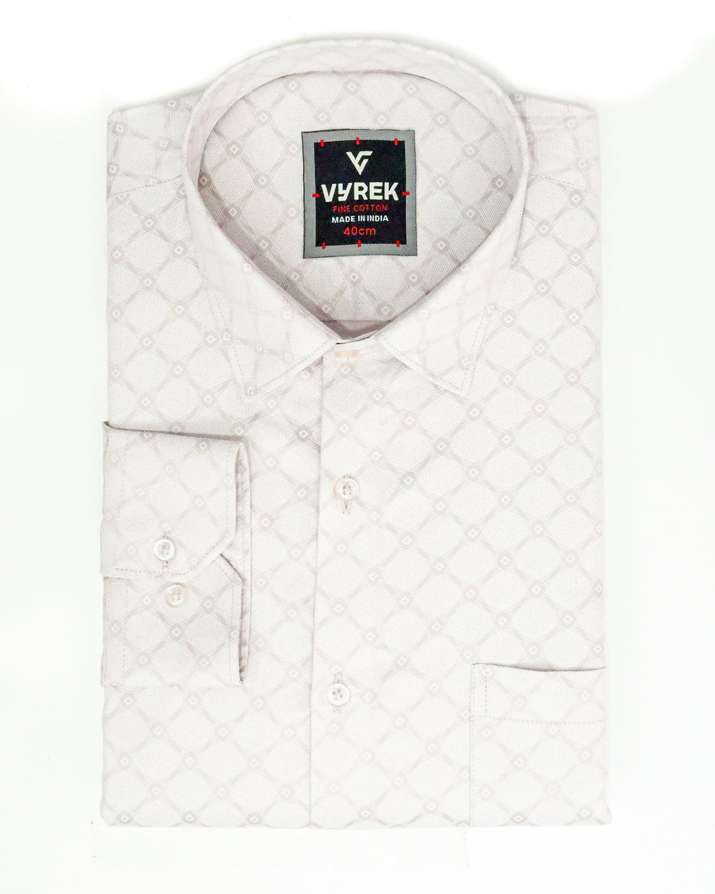 Men’s Slim Fit Off-White Textured Geometric Jacquard Shirt