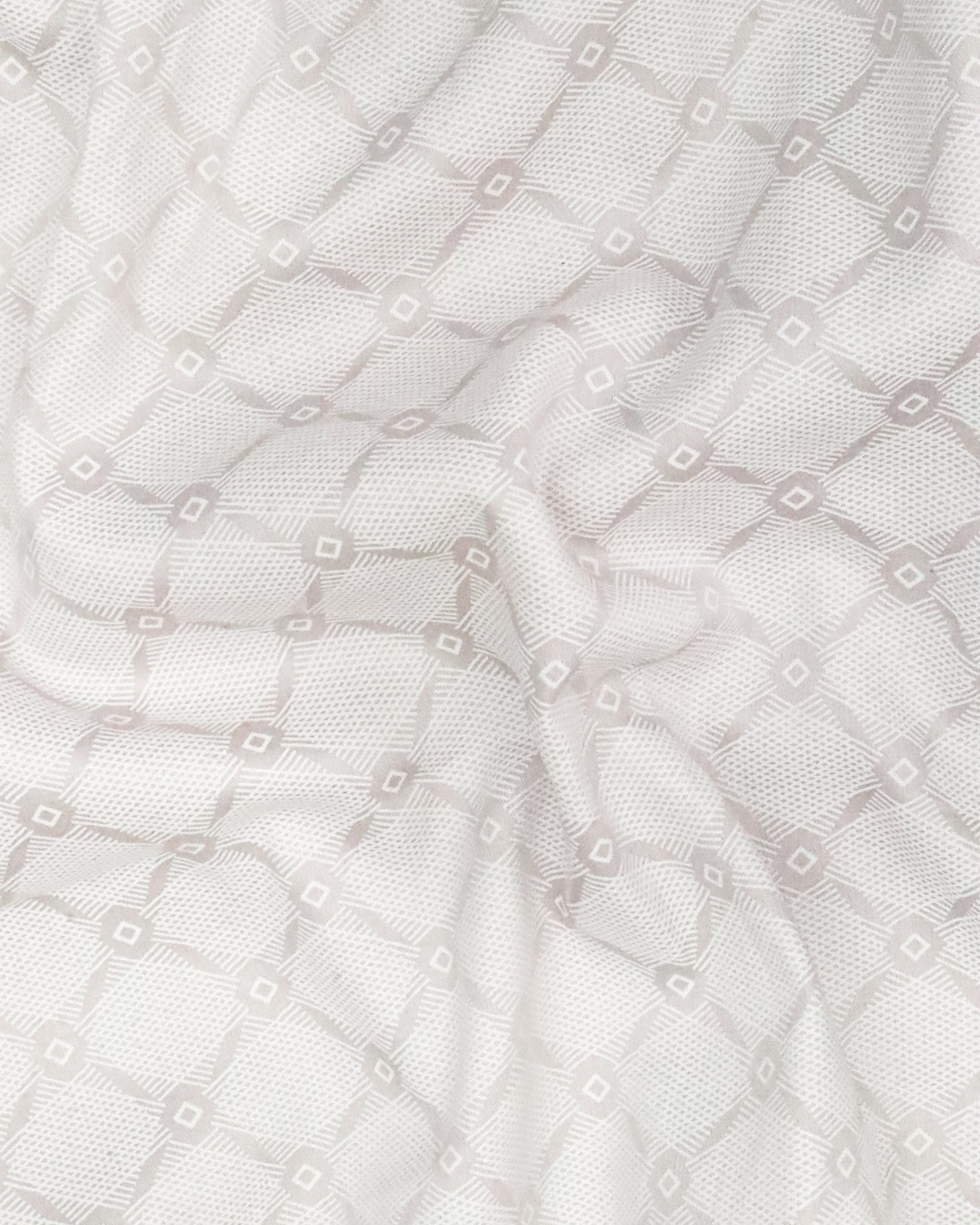 Men’s Slim Fit Off-White Textured Geometric Jacquard Shirt