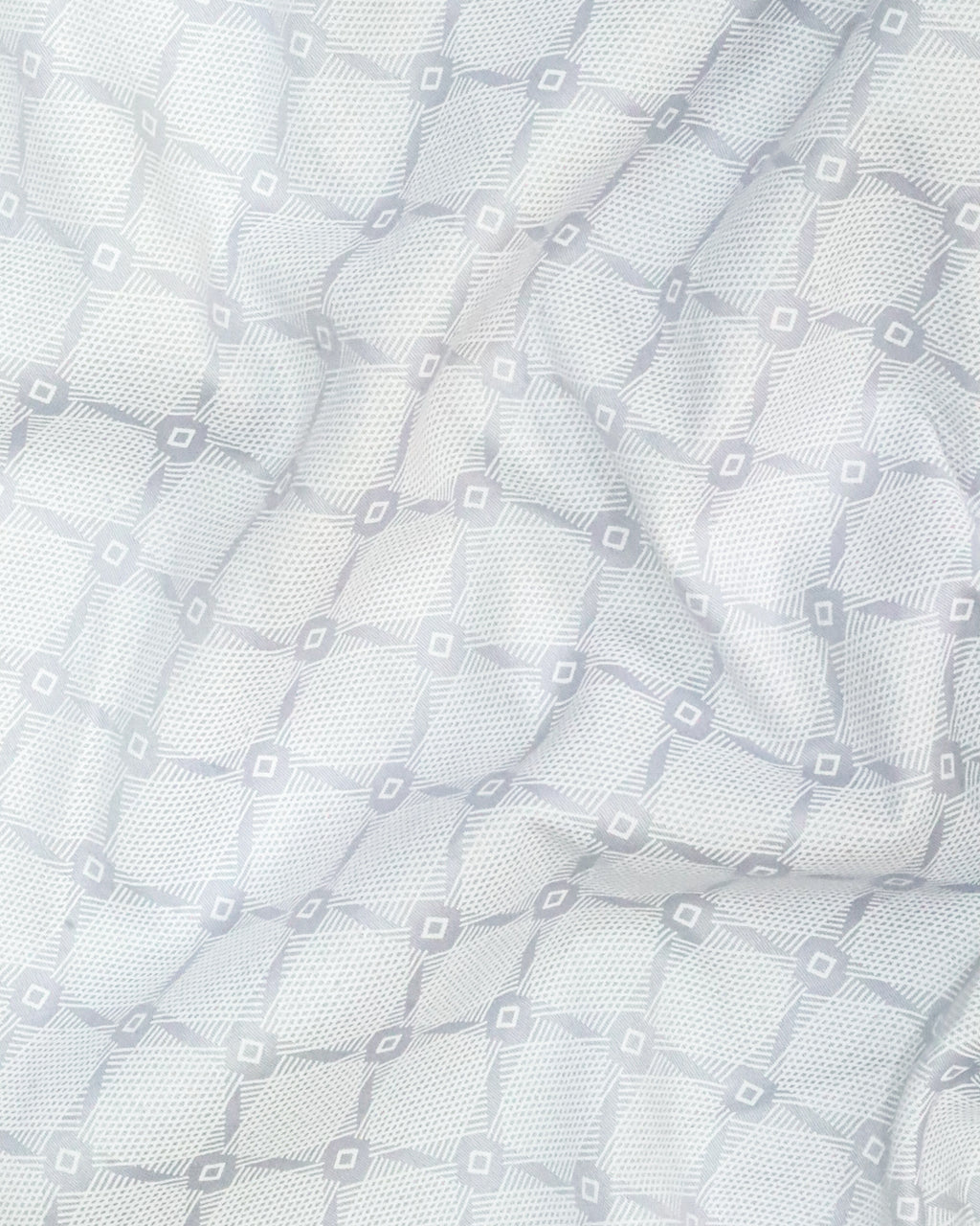 Men’s Slim Fit Light Grey Diamond Textured Cotton Shirt