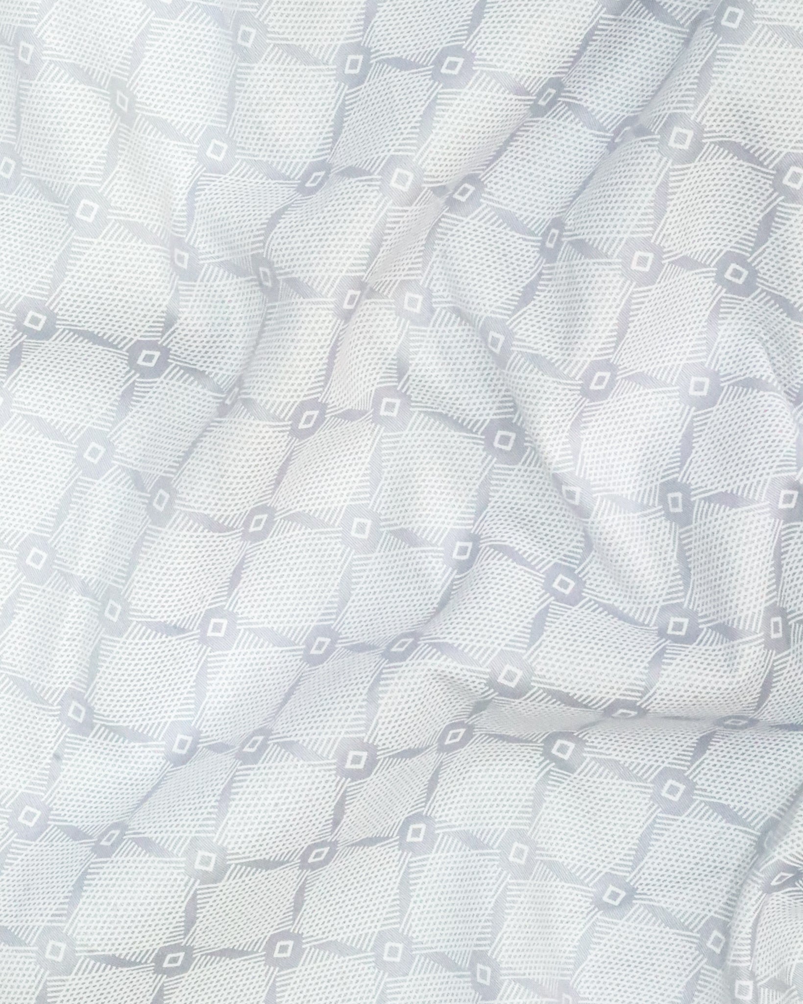 Men’s Slim Fit Light Grey Diamond Textured Cotton Shirt