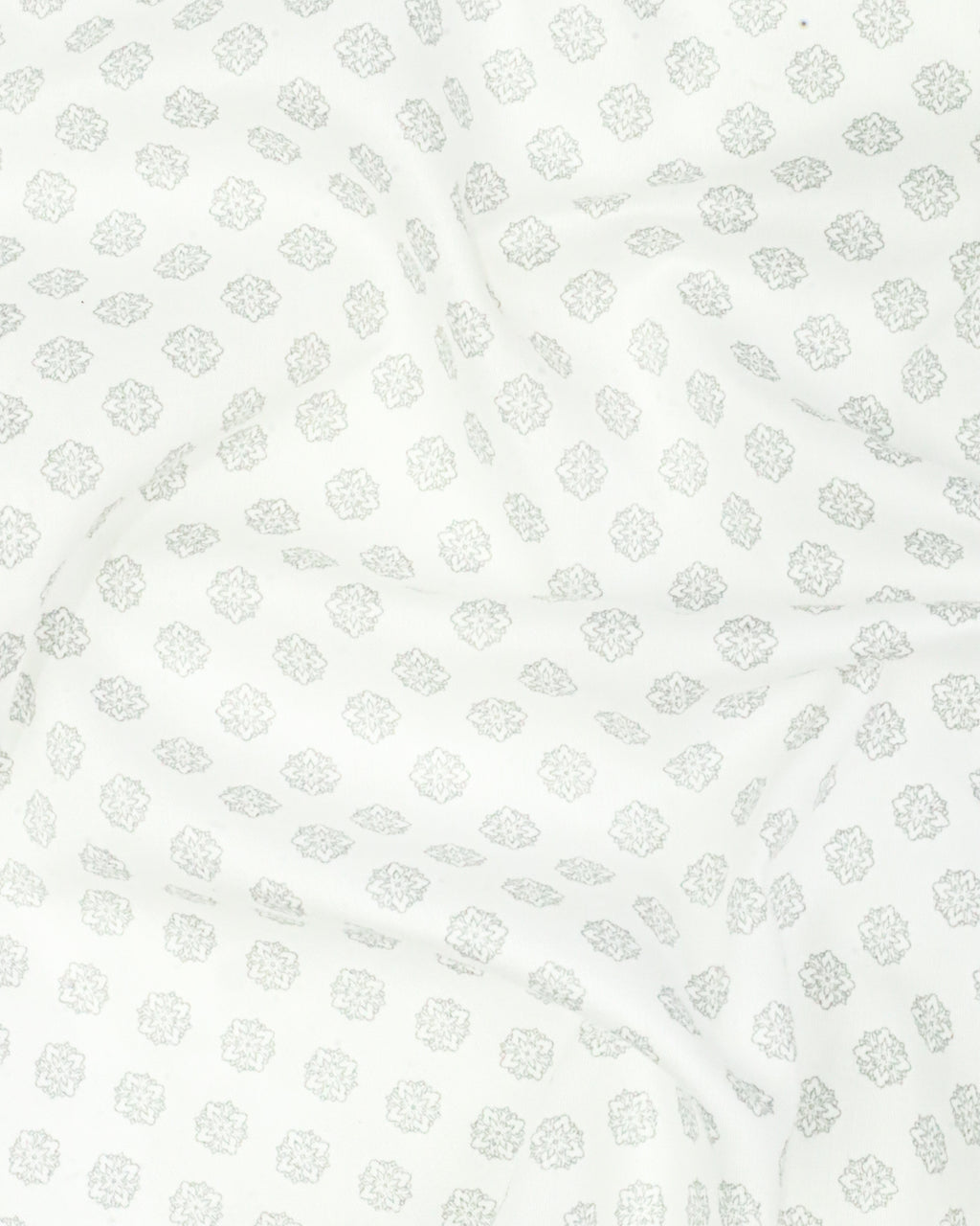 Men's Slim Fit White Geometric Pattern Cotton Shirt