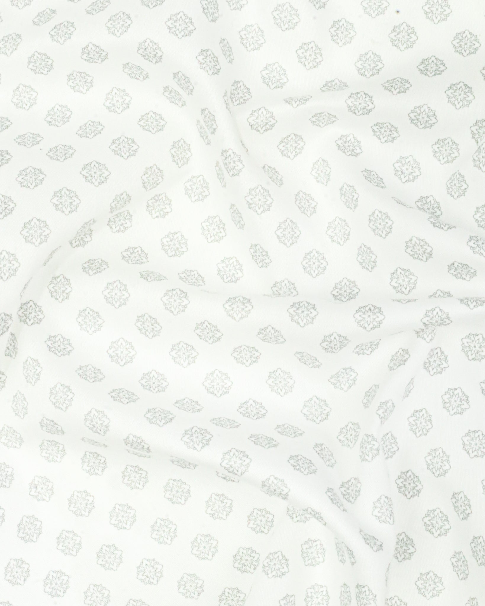 Men's Slim Fit White Geometric Pattern Cotton Shirt