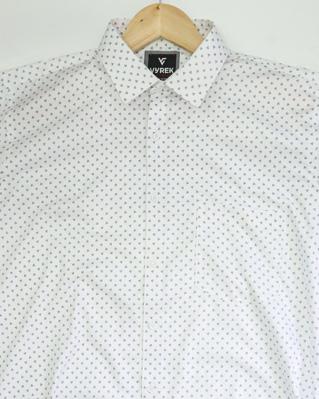 Men's Micro Print Cotton Satin Shirt | White